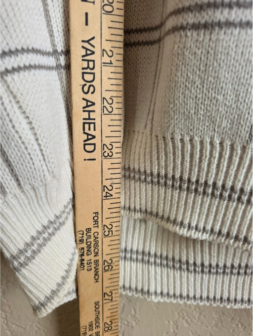Vintage 90s Cypress Links Grid Plaid Golf Sweater Cream Crewneck Size Medium